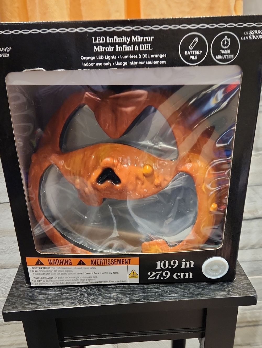 NWT Ashland LED Infinity Pumpkin Infinity Mirror - Orange 10.9" - Picture 1 of 7